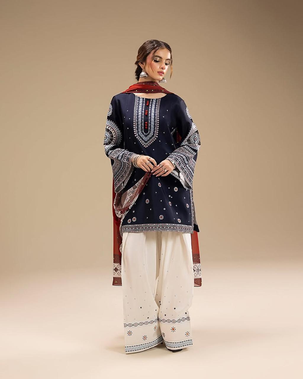 Rangraiz – Heavy Embroidered 3-Piece Suit (Stitched) - Desi Rang