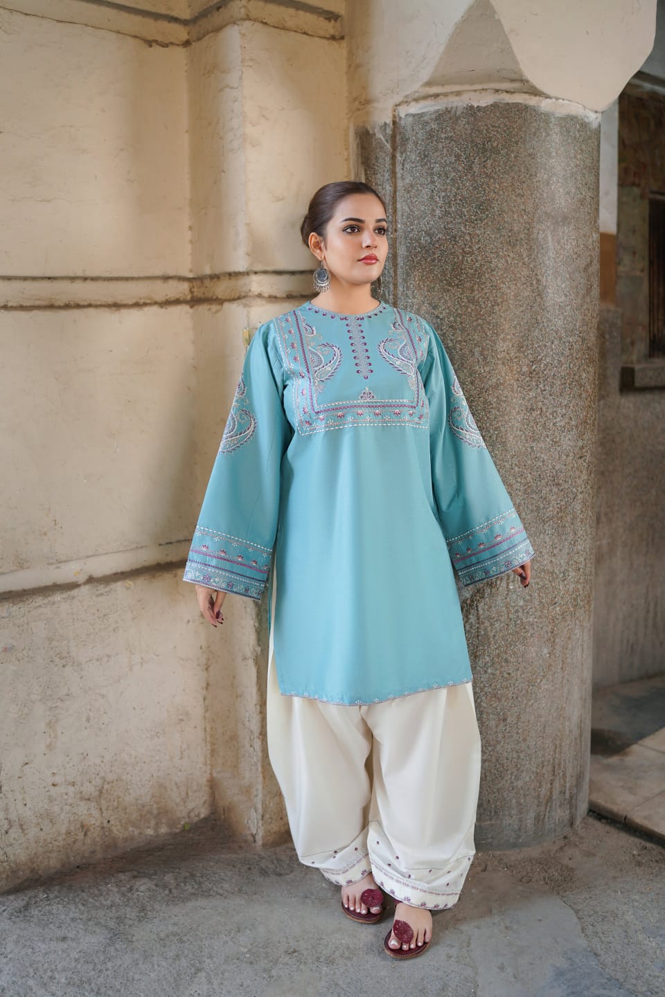 AROHA EMB CO-ORD SET - Desi Rang