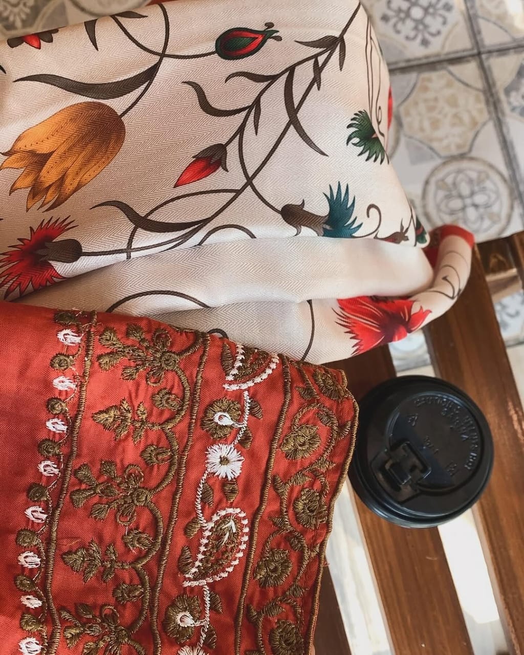 UROOJ  EMB 3Pc With MONAR DUPPATA - Desi Rang