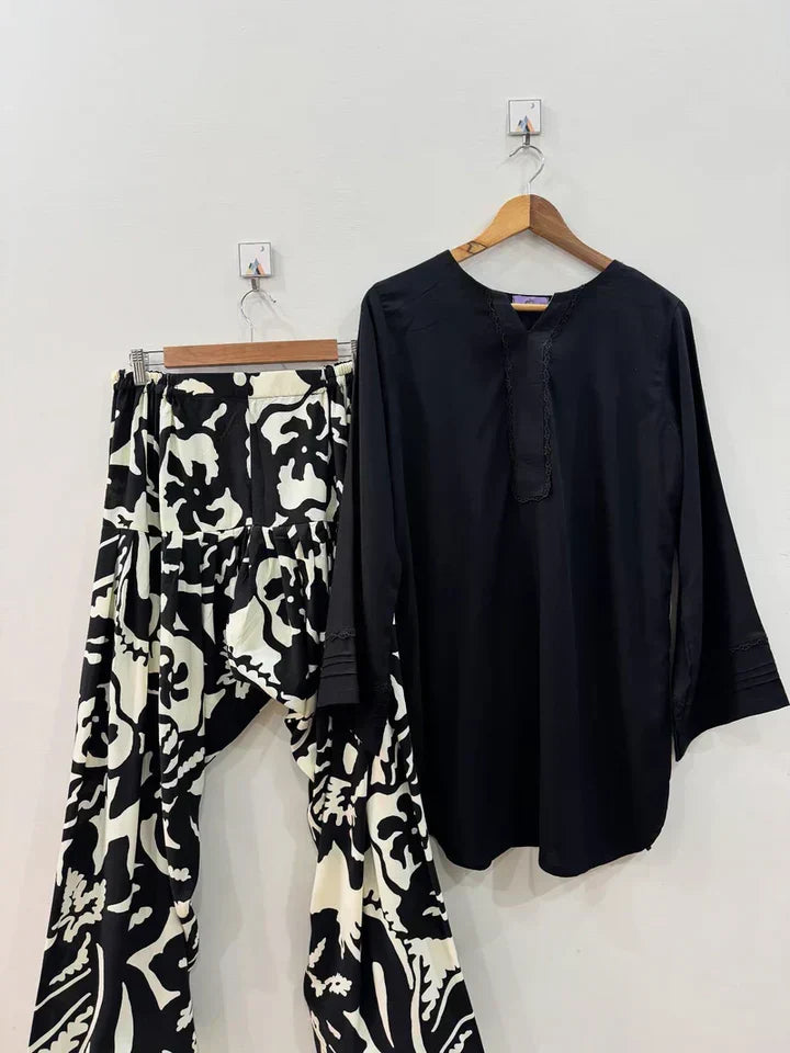 BLACK/WHITE SET ( FARSHI SHALWAR ) - Desi Rang
