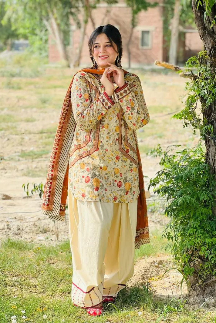 MEHAR 3PC ( FARSHI SHALWAR ) - Desi Rang