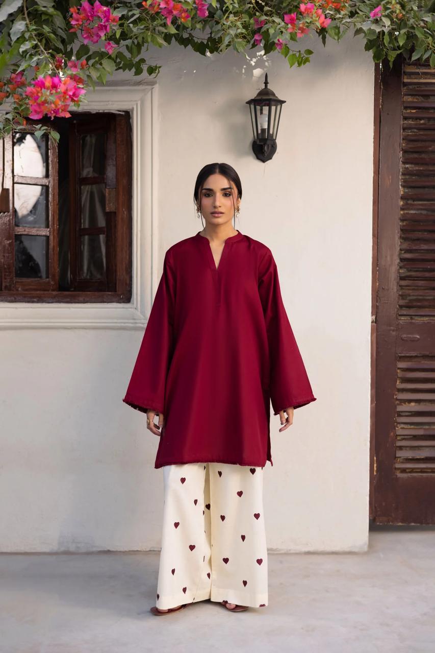 MEHROON EMD DHANAK 2PC - Desi Rang