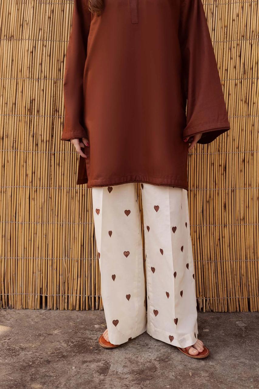 BROWN EMD DHANAK 2PC - Desi Rang